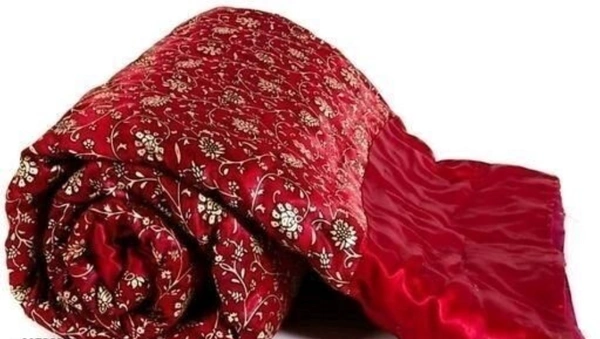 SOLAXO Jaipuri Silk Gold Print Designer Rajai / Comforter / Duvet / Blanket - Double